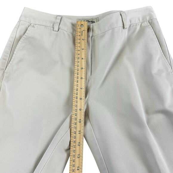 L.L.Bean Favorite Fit Pants Women Sze 4 Cream Flat Front Classic Straight Khaki - Picture 11 of 12